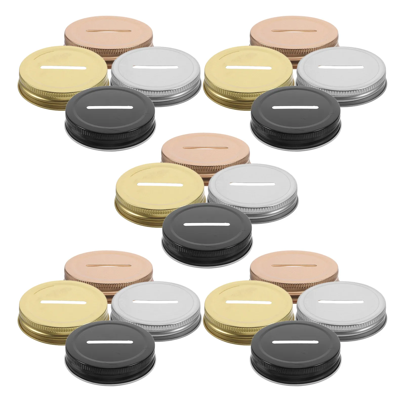 20Pcs Premium Thick Tinplate Jar Lids Regular Mouth Leakproof Canning Covers with Silicone Sealing Ring for Coin Slot Piggy