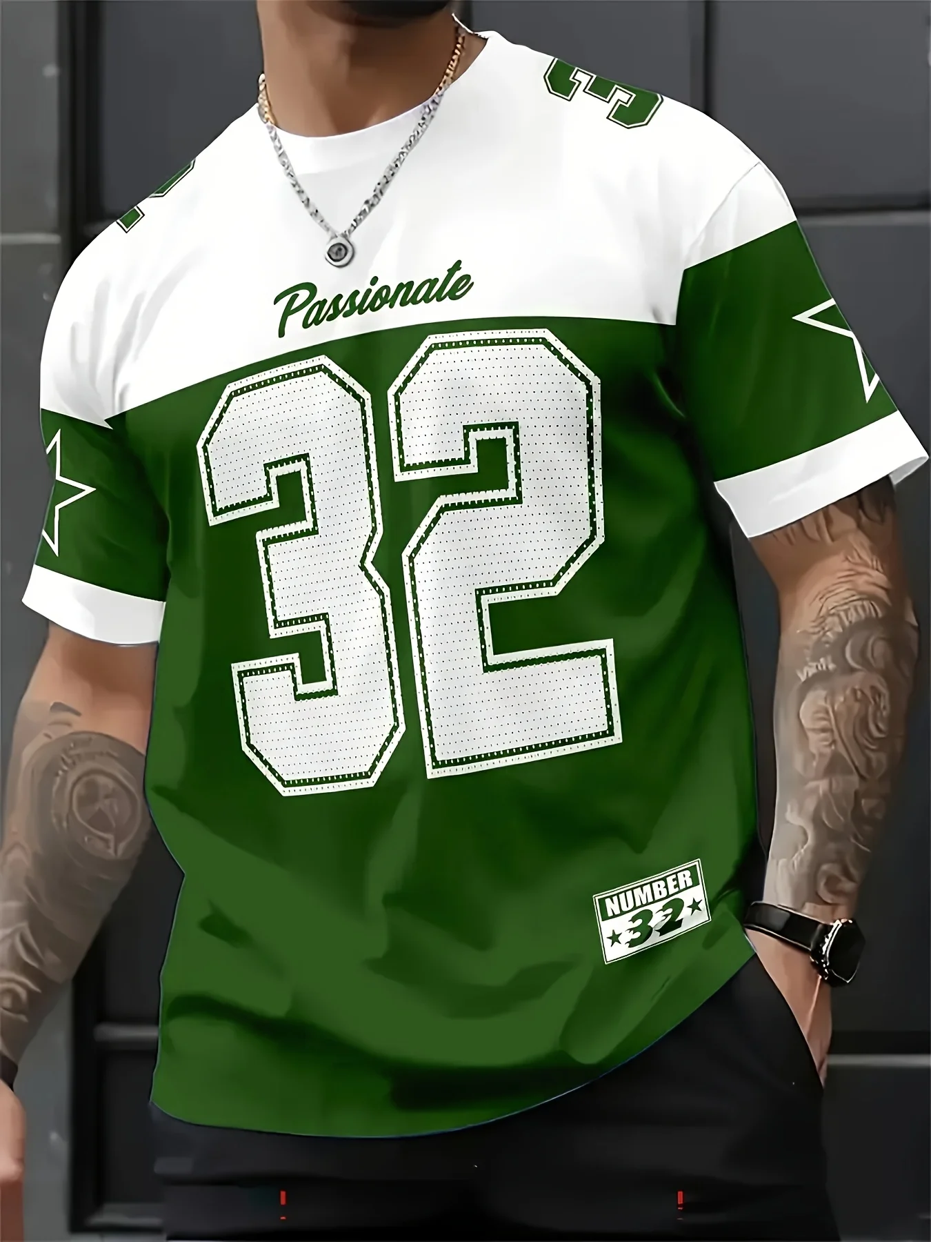 Nowość 2025 Męska koszulka z nadrukiem w stylu amerykańskim nr 32, męska koszulka sportowa z krótkim rękawem i okrągłym dekoltem, koszulka vintage do koszykówki, odzież męska