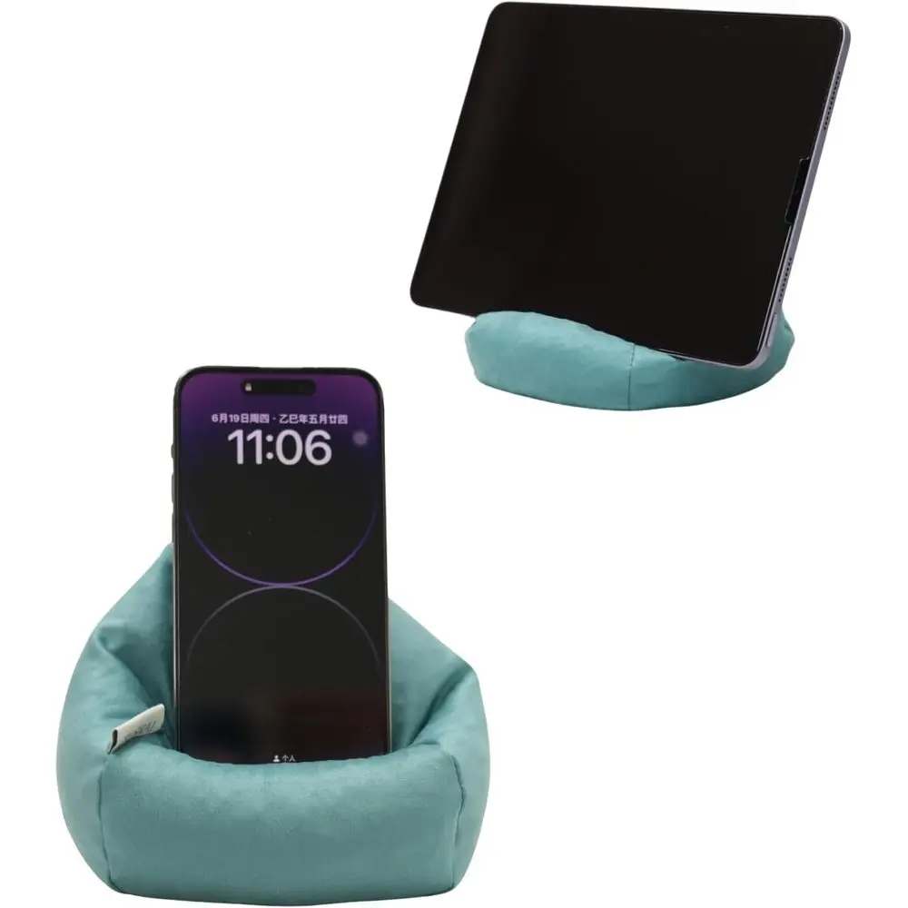 

2 шт., чехол для мини-мешка, кресло-мешок, держатель для мобильного телефона (без наполнителя), ультрамягкая микрозамша, противоскользящая миниатюрная сумка-мешок, диван, бирюзовый