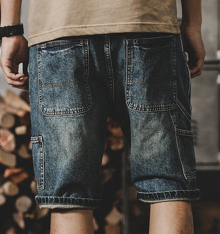 American Retro Workwear Short Pants Men's Summer Thin Loose Straight Cut Trendy Brand New Vintage Denim Five-Point Pants Men