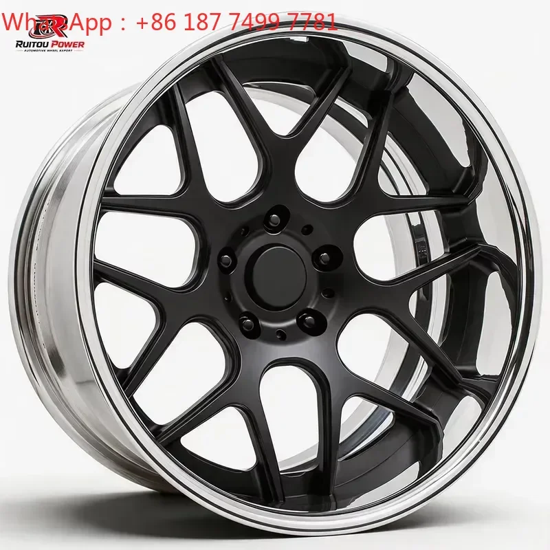 Luxury Two Tone Black and Chrome Car Rim 18-24 Inch Multi Spoke Aluminum Wheel Custom Logo Ruitou Power Wholesale Factory