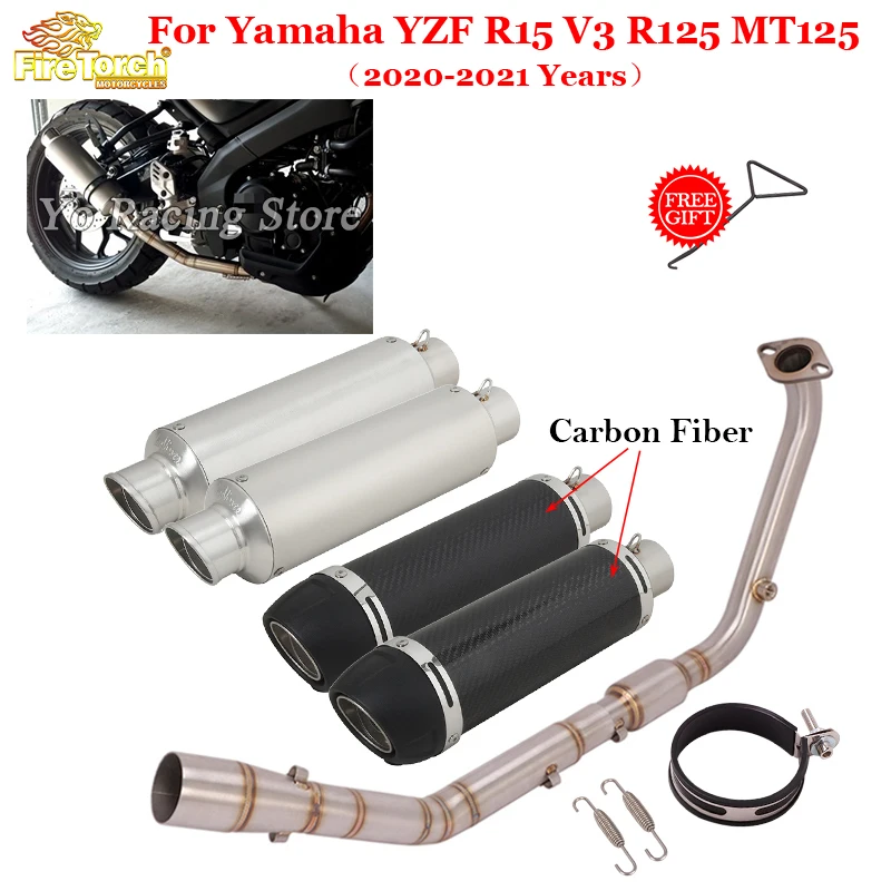 Full System Motorcycle Exhaust Modify Front Link Pipe Muffler Moto DB Killer For Yamaha YZF R15 V3 R125 MT125 Mt 125 2020 - 2021