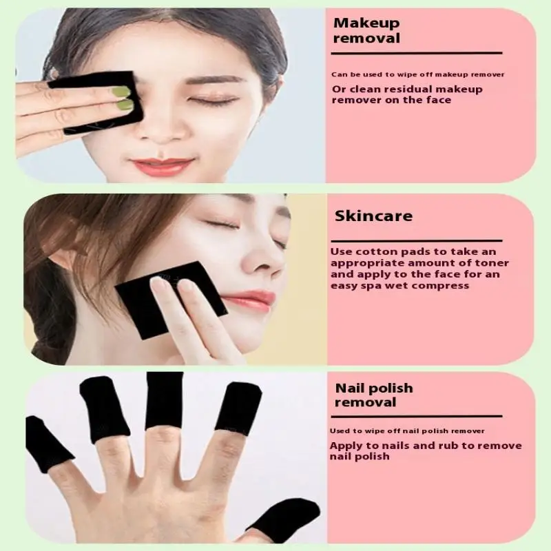 Baumwolle Pads mit Bambuskohle, nasse Kompresse, 200 Stück, schwarze Einweg-Make-up-Entferner-Pads, Gesichtshaut, zum Abwischen, Reinigen von Wattepads