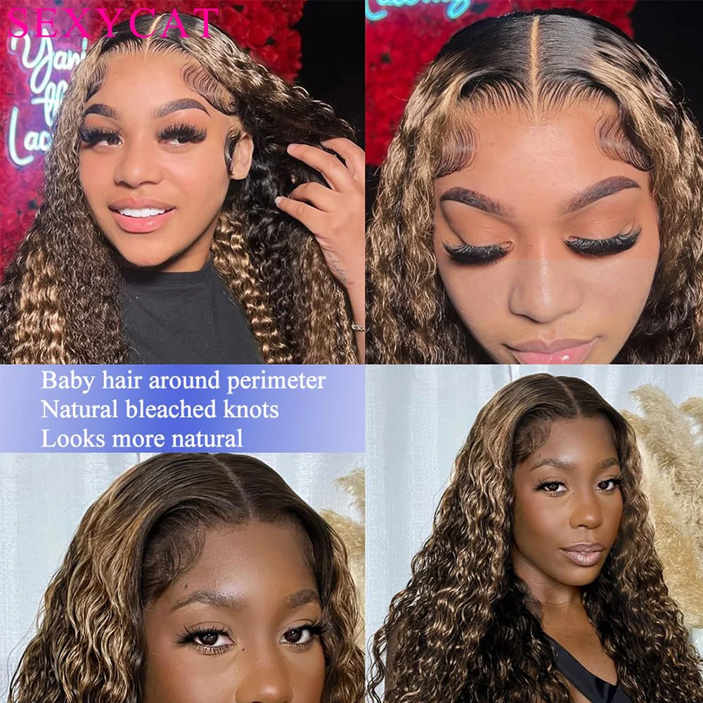 Highlight Deep Wave Lace Front Pruiken Human Hair 13X4 Hd Lace Front Pruiken Menselijk Haar 1b/27 Zwart Met Blonde Gekleurde Lijmloze Pruiken