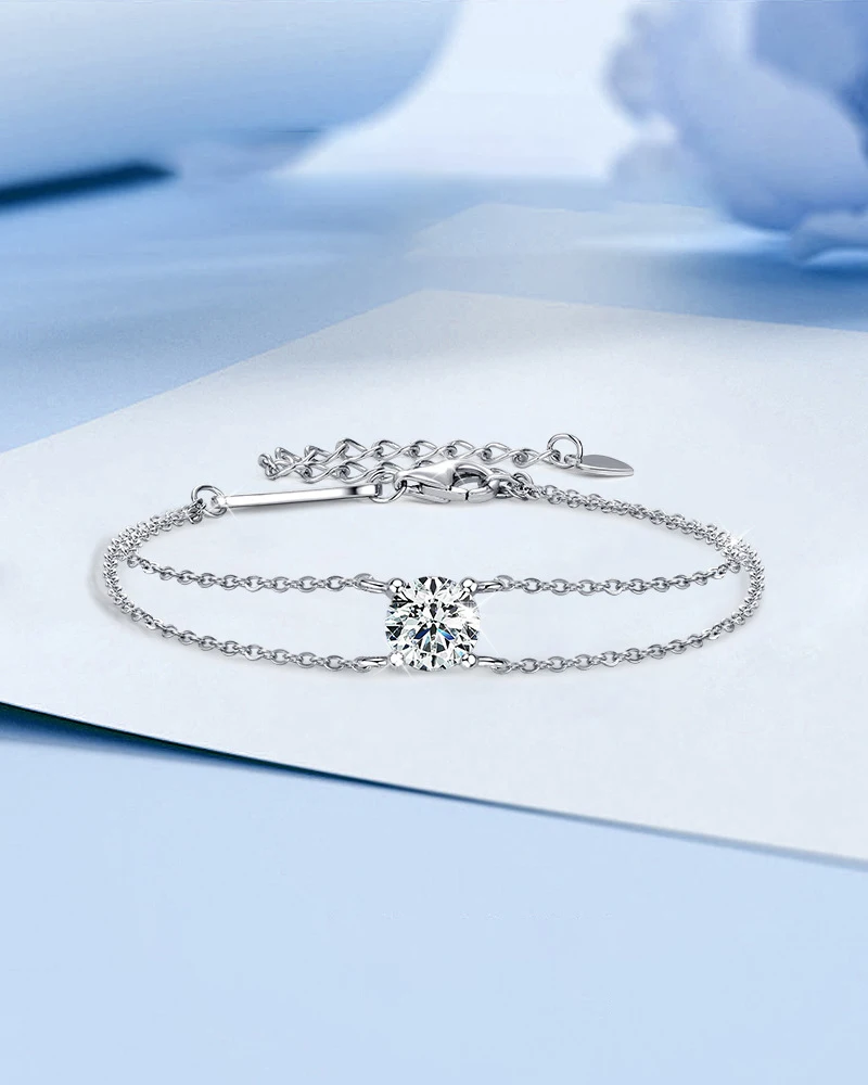 

Fashion Luxury Classic Moissanite Double Chain Single Eye Sunflower Bracelets For Women s925 Silver Party Jewelry