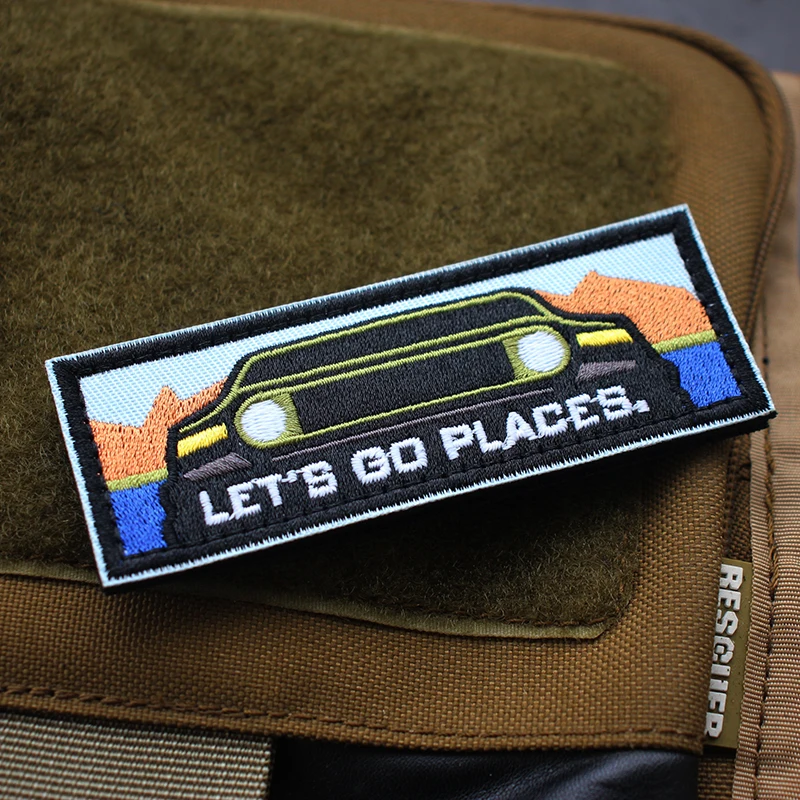 Let's Go Places Embroidery Patches Off-road Vehicles Outdoor Armband Sticker for Bag Vest Decor