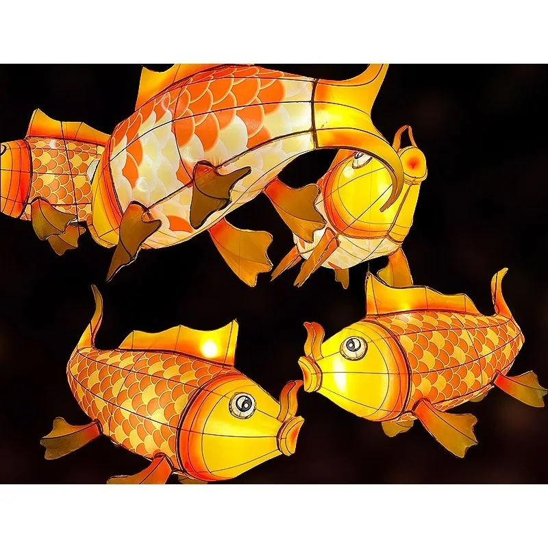 Spring Festival Guochao Goldfish Lanterns Large Scenic Lantern Fair Fish Shaped Lights Night Scene Handmade