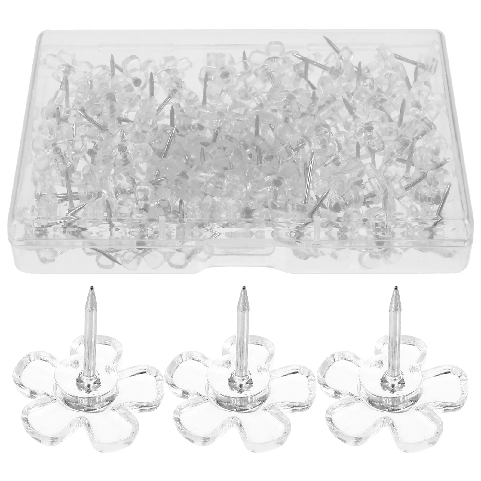 

100Pcs Clear Thumb Tacks Pushpins for Cork Board Bulletin Boards Map Markers Photo Wall Hanging Office Supplies