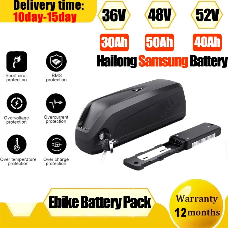 

Original E bike Elektrische fiets Batterij48V Rechargeable 36V Electric Bike 52v Battery 18650 cells35 40 50ah Lithium Battery