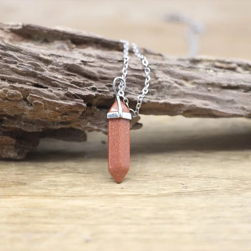 Natural Stone Necklace Hexagonal Pendant Chakra Healing Stone Crystal Jewelry For Women And Men Birthday Gifts