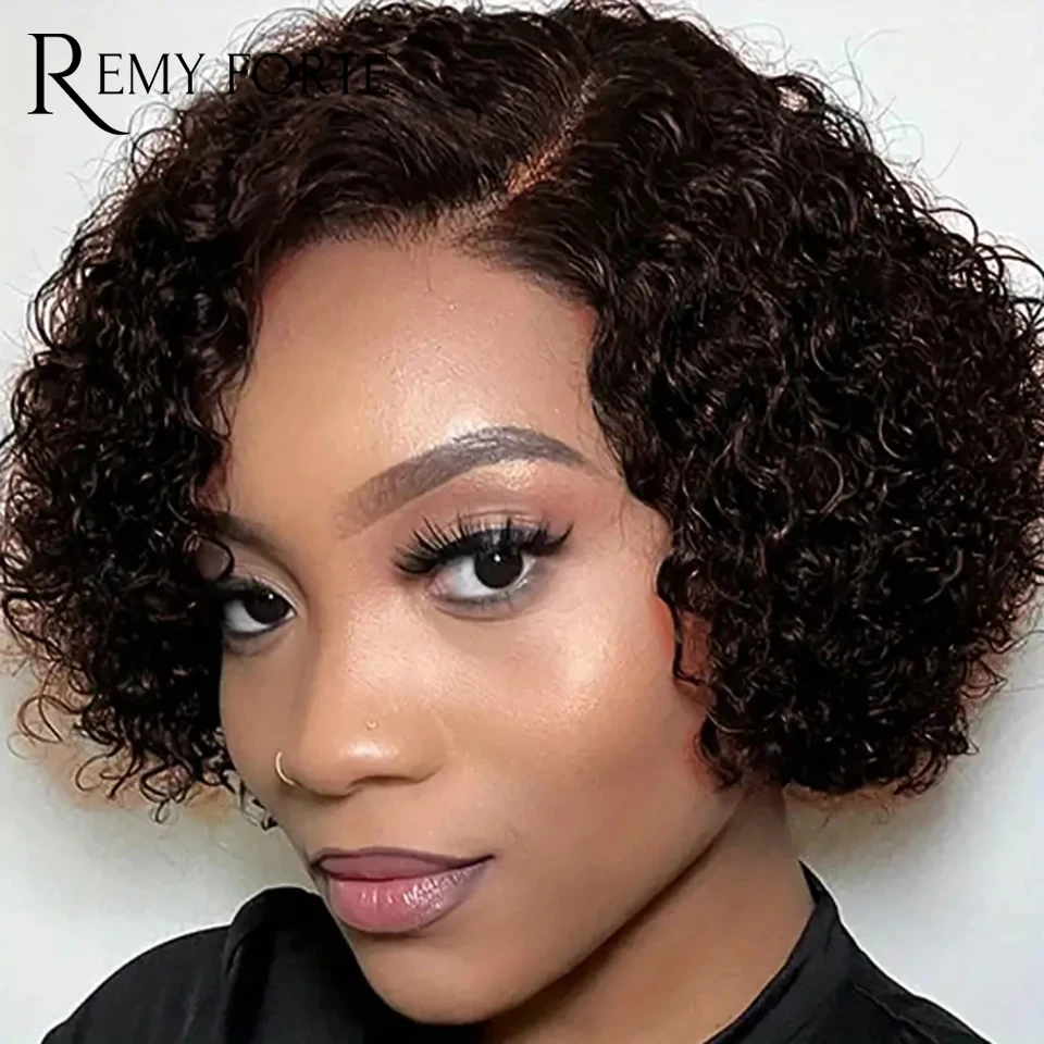 Short L-Part Lace Front Wigs Human Hair Pixie Cut Curly Bob Wigs Woman Human Hair Pre-Cut Hairline Glueless Lace Wigs Human Hair