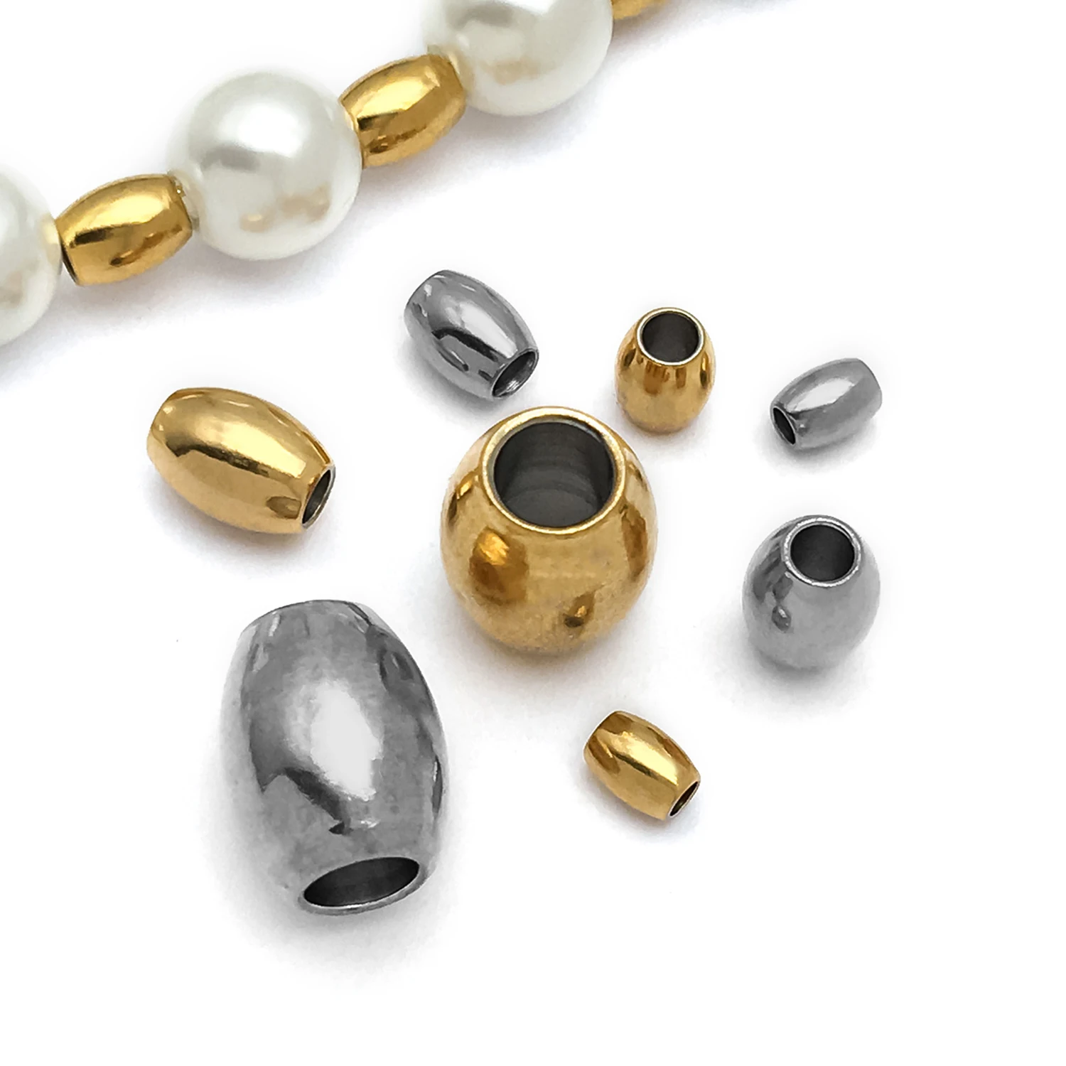 

10pcs Stainless Steel Rice Shape Beads, Loose Beads For DIY Bracelets Necklaces Beading Jewelry Making Accessories