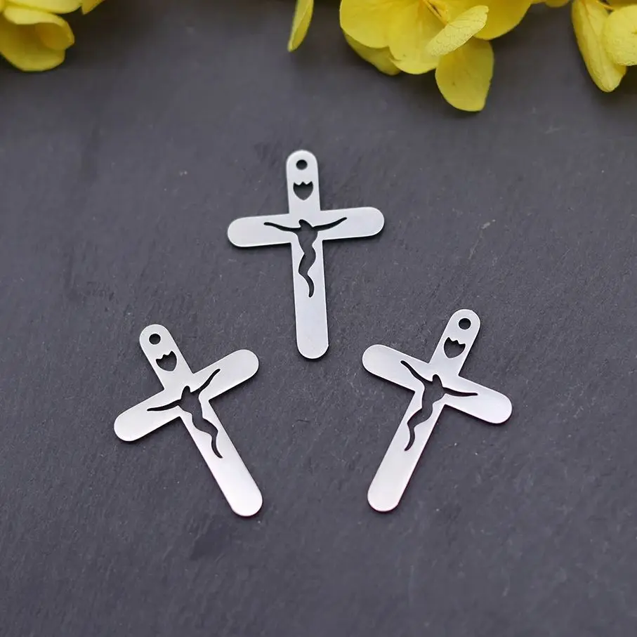 

3pcs Classic Cross Charms Pendant DIY Earrings Necklace Handmade Stainless Steel Jewelry Making Jesus Crucifix Talisman Supplies
