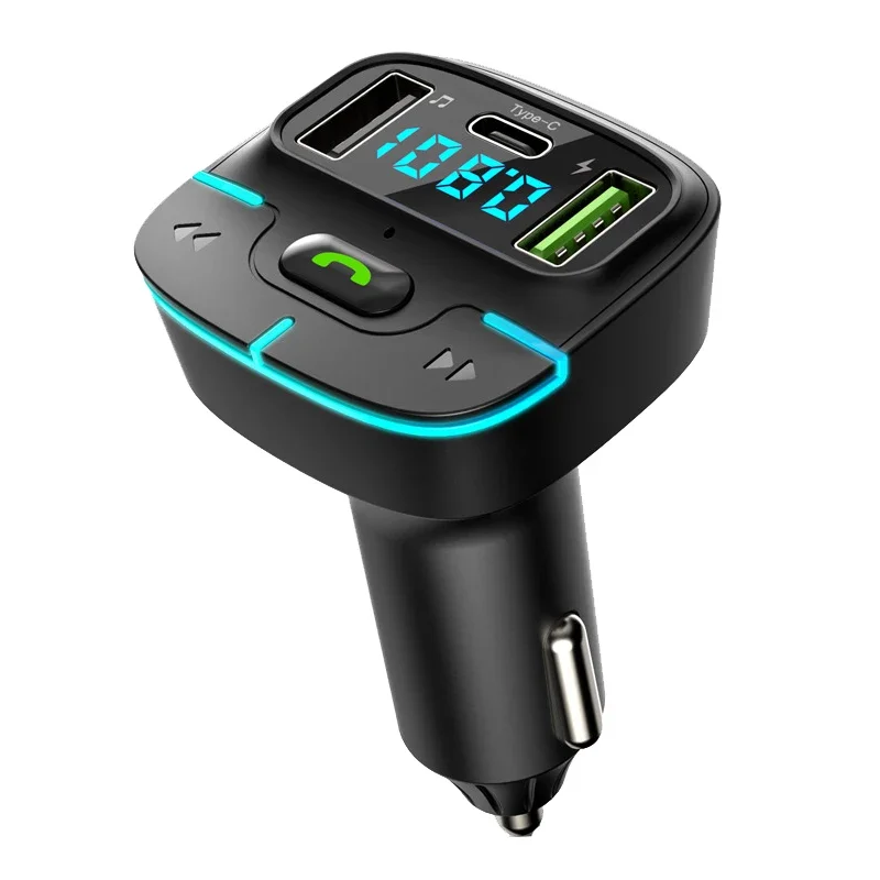 

Bluetooth 5.4 FM transmitter car MP3 music U Disk player hands-free call car charger fast charging PD Type-C voltage display