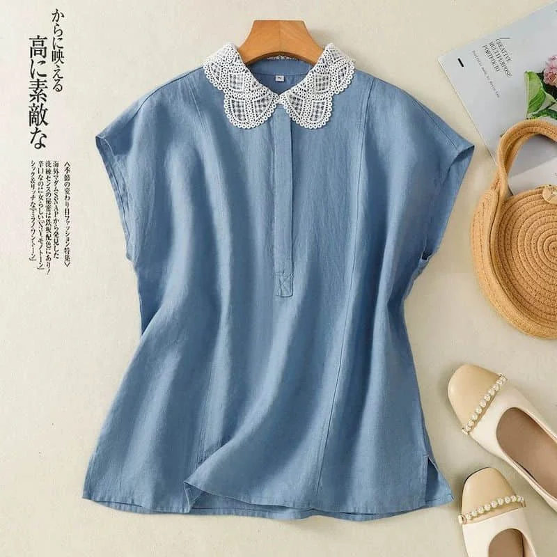 Well-designed Tank Tops Crochet Patchwork Neckline Korean Style Classy Aesthetic Shirts 2026 New Summer Wear Women Clothing