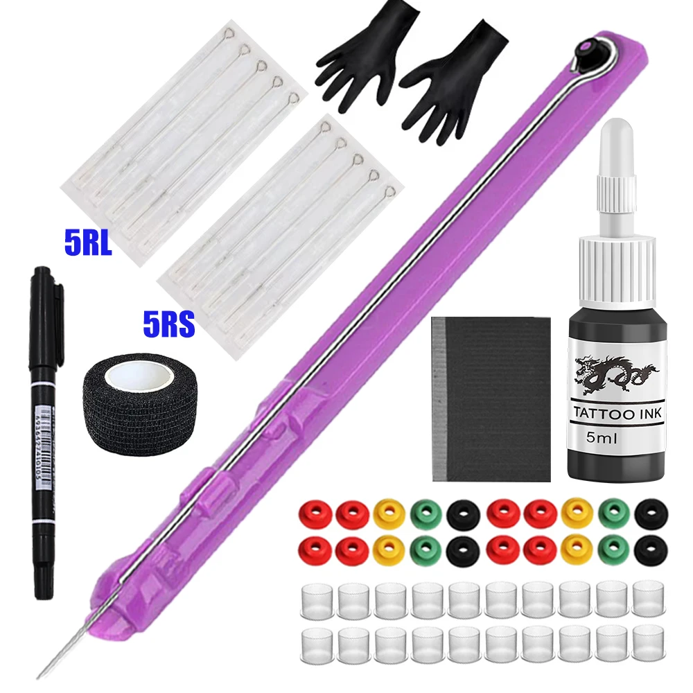 DIY Hand-Poke- und Stick-Tattoo-Set mit Tattoo-Nadel, Tinte, Handschuh, Grommet, Verband – Tattoo-Poke-Stick-Kit für Körperkunst-Zubehör – Detail 4