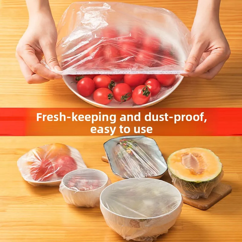 100-500pcs Disposable Food Wrap Covers Elastic Stretchable Lids Food Grade Plastic Bowl Covers For Freshness Protection