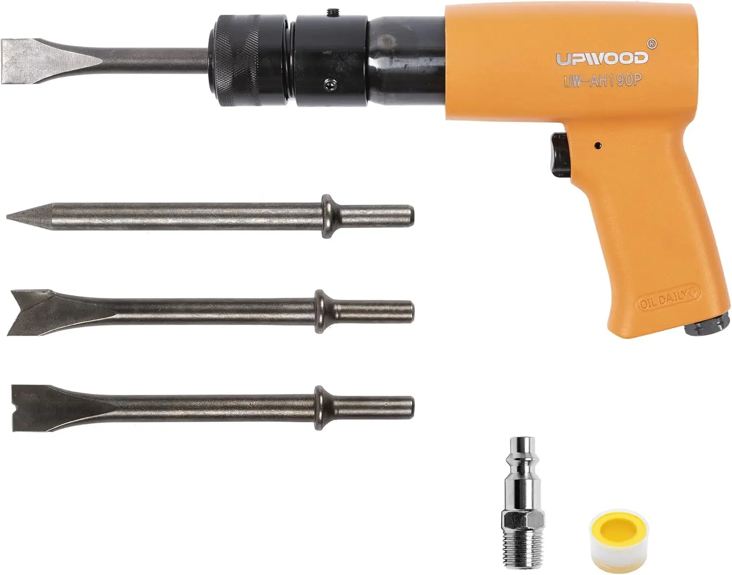 

UW-AH190Plus Medium Barrel Air Hammer Kit with Quick Change Retainer and 4 Chisels, 2-5/8 Inch Stroke, 3500 BPM, Light weight (A