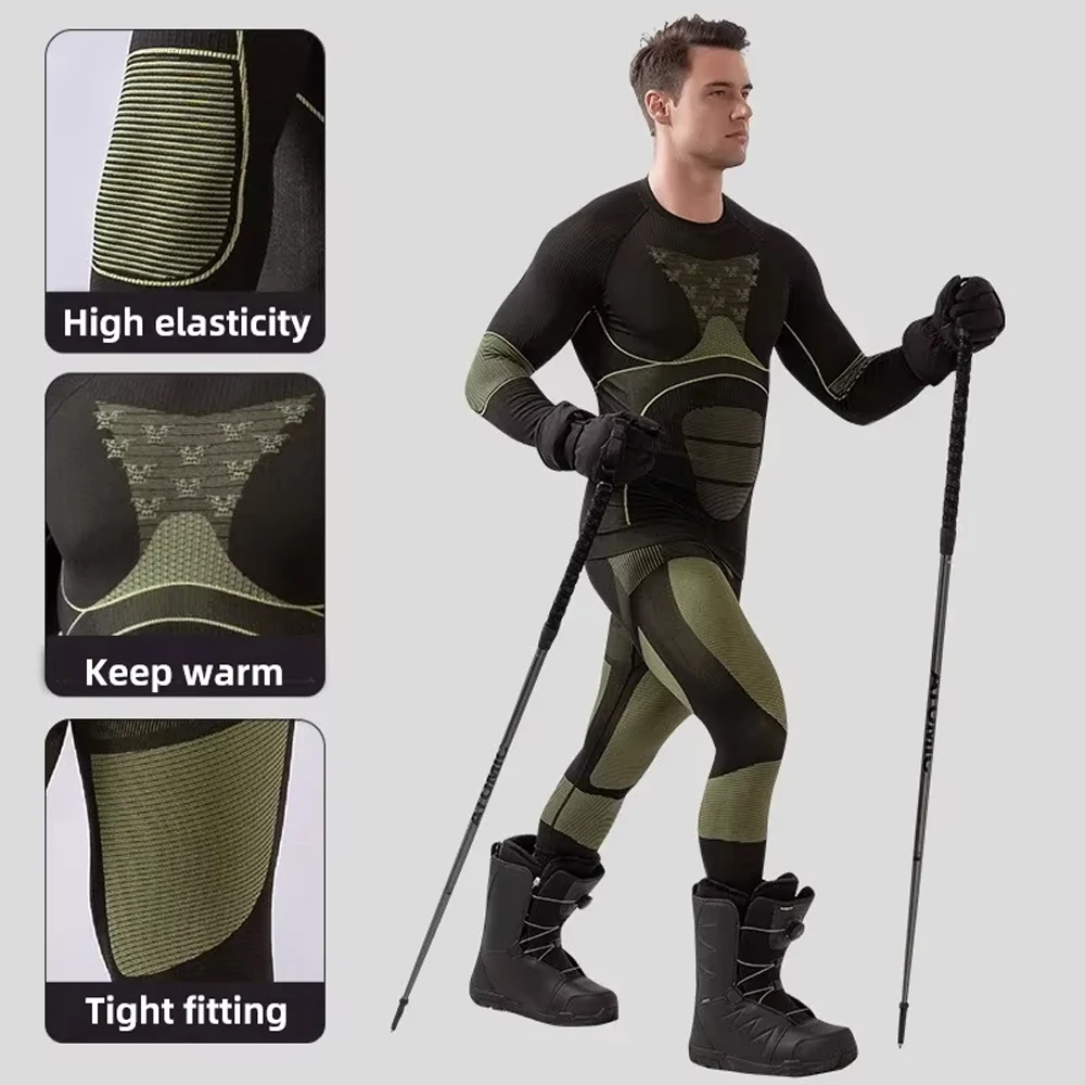 Outdoor Sports Skating Skiing Underwear Thermal Tight Fitting Long Sleeves Long Johns Set Cold-proof Breathable Keep Warm