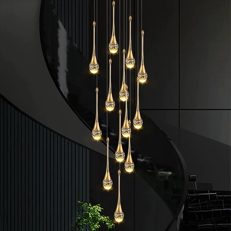 Modern home decoration crystal chandelier, stair Pendant lamp, living room Pendant lights, interior lighting