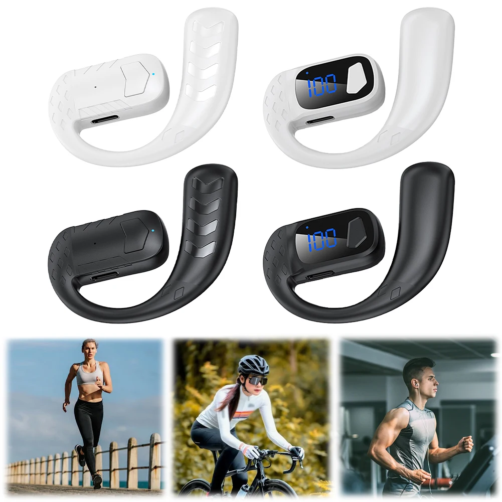 Handsfree Headset Bluetooth-Compatible Earpiece Ear Hook Single Earphones Waterproof Sports Headphone for Android iPhone Samsung