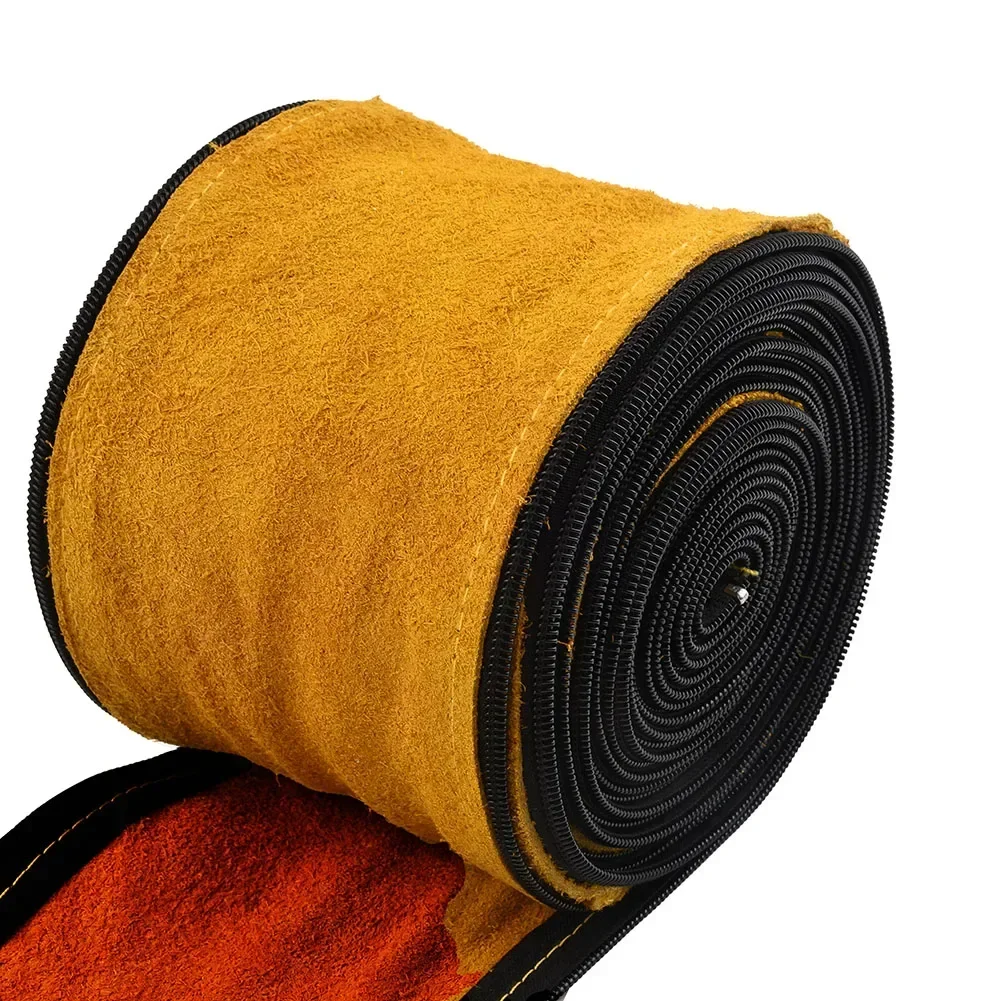 TIG Mig Cowhide Leather Welding Torch Cable Hose Cover Cable Hose With Zip Yellow Welding Cover Accessories