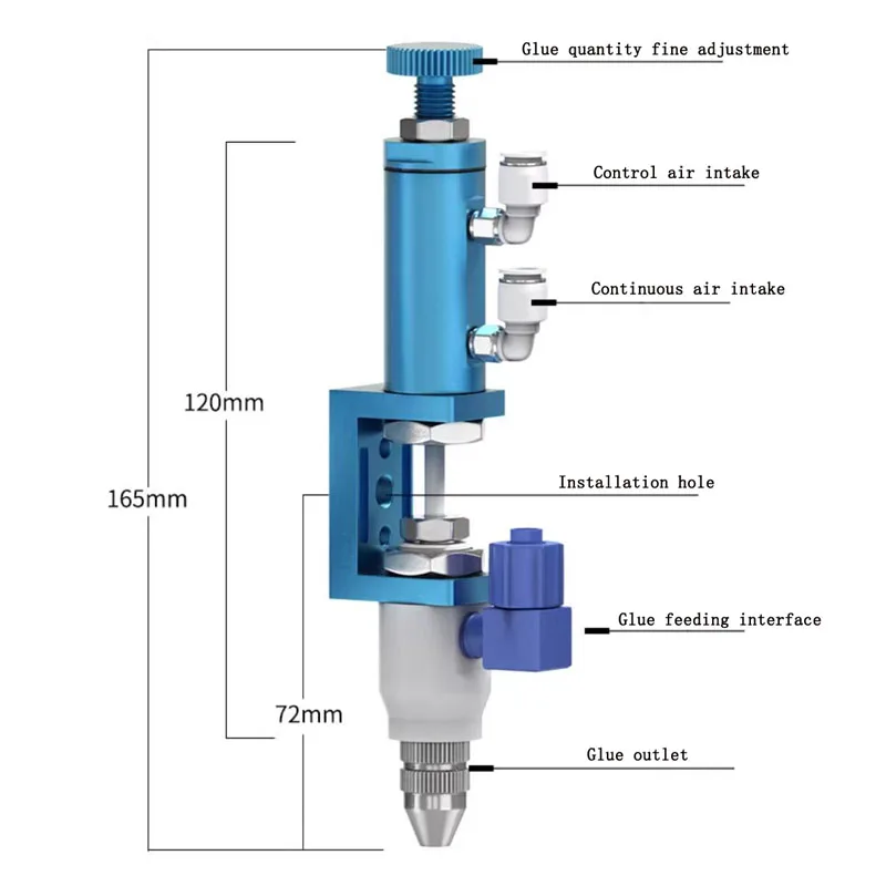 

QLH -23K - Прецизионный распределительный клапан, регулируемый наперстком - Точная точка клея, компактный микрораспределительный дизайн.