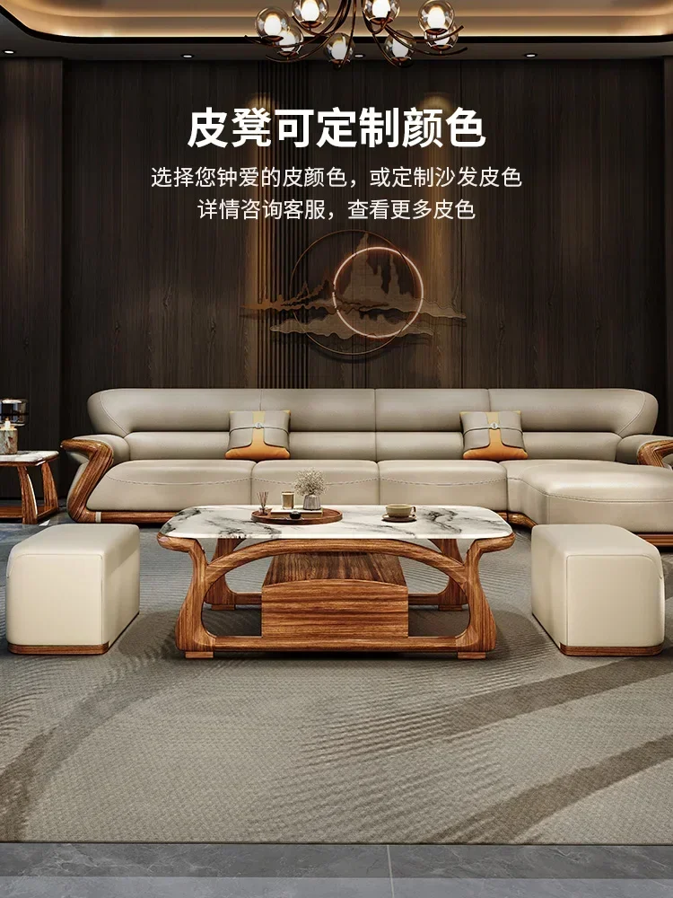 Picture 5: New Chinese Style Ugyen Wood Marble Rectangular Coffee Table Simple Modern with Stool Combination New All Solid Wood Tea Table