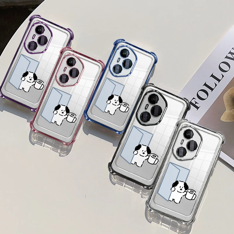 Plating Protective Cover For Honor 400 Pro 400 Lite Smart Case Flxebile TPU Four-corner Shockproof Dog Pattern Fundas