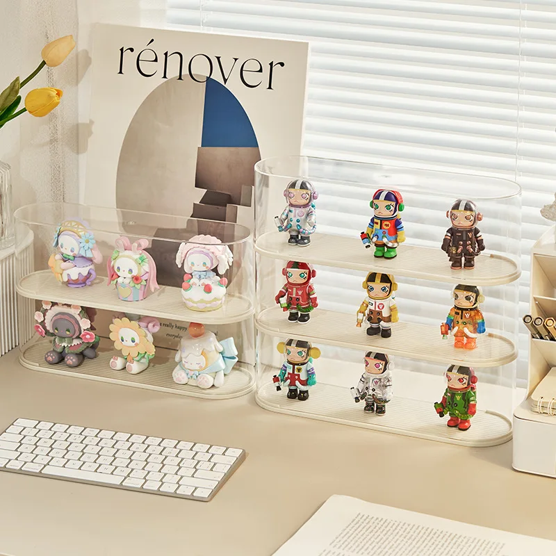 Transparente Desktop Lagerung Figur Display Stand Puppe Lagerung Rack Staub-proof Stapelbare Blind Box Lagerung Box