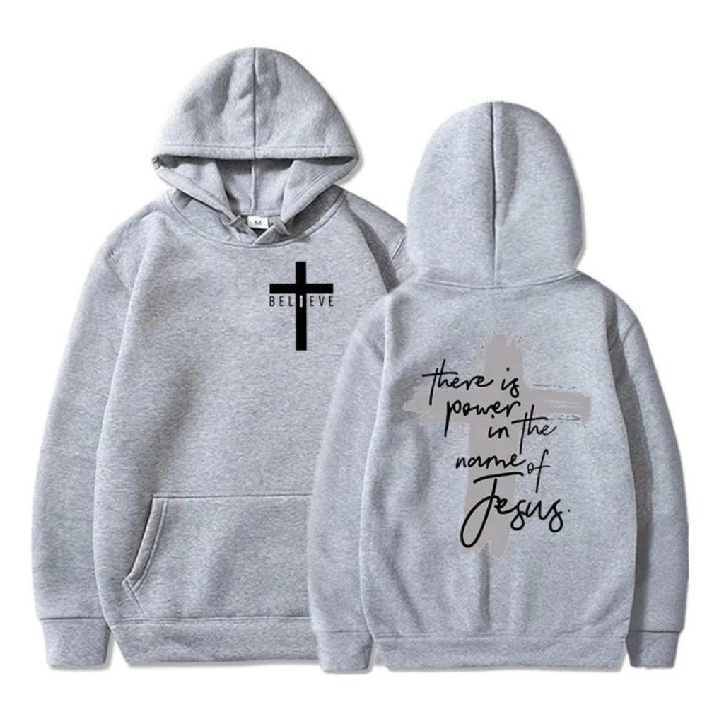 God Is Good Christian Faith Essential Woman Hoodies There Is Power in The Name of Jesus Graphic Hoodie Fashion Streetwear