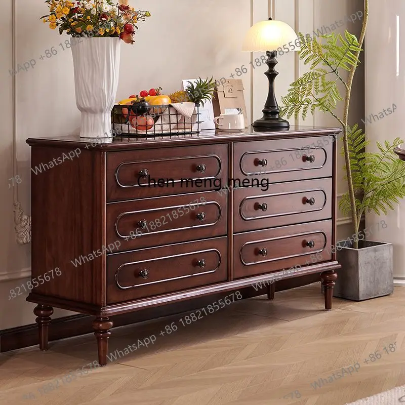 

American retro vintage style chest of drawers six buckets living room entrance storage sideboard storage