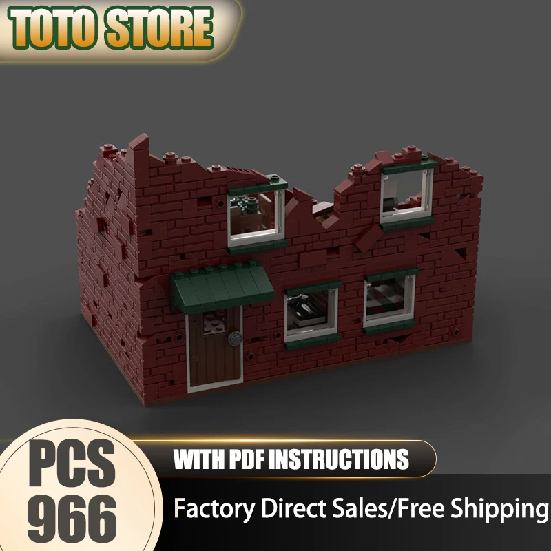 

Moc Building Bricks Modular Red WW2 Building Ruins Model Technology Modular Movie Model Blocks Christmas Set DIY Toy Gifts