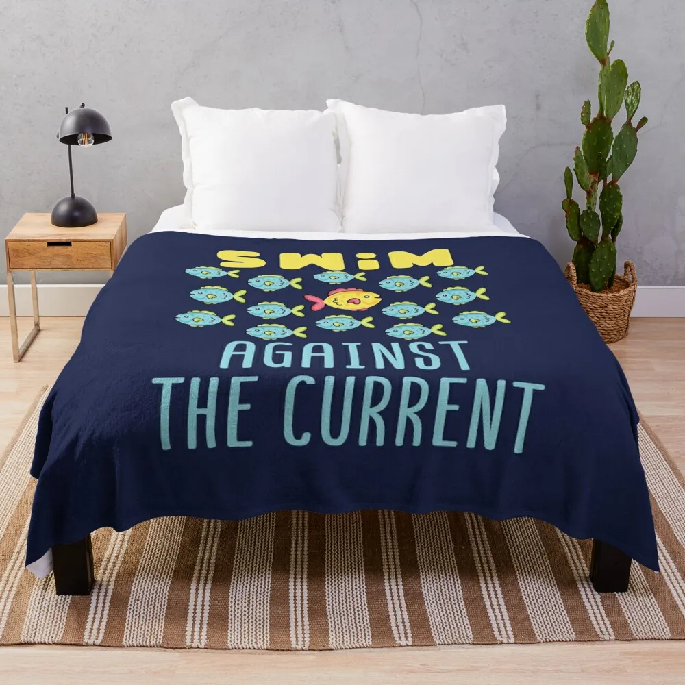 Swim Against the Current Contrarian Different Throw Blanket Picnic Sofa Blankets