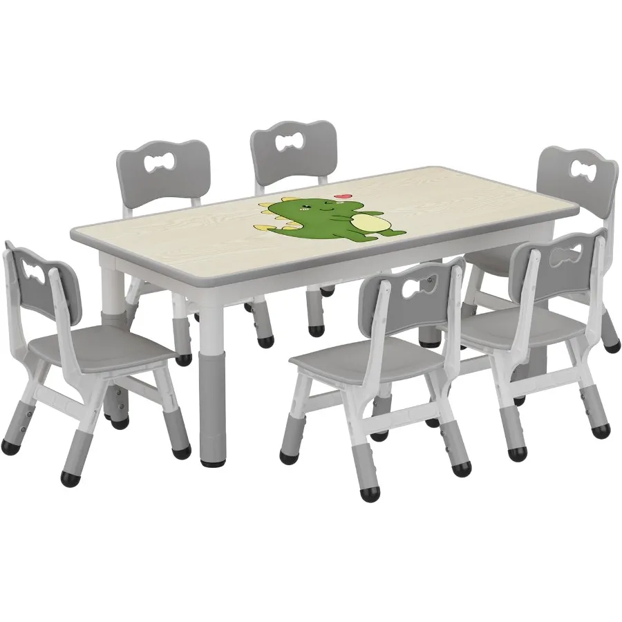 Set tavolo e 6 sedie regolabili in altezza per i 210 anni, ideale per l'asilo nido, uso domestico, design desktop Graffiti con antiscivolo