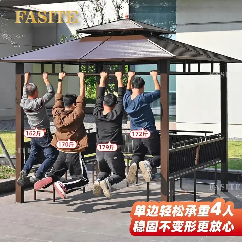 For Outdoor Garden Aluminum Alloy Gazebo Sunshade Tent Simple Four Column Pavilion Courtyard Villa Open Air Shelter Durable