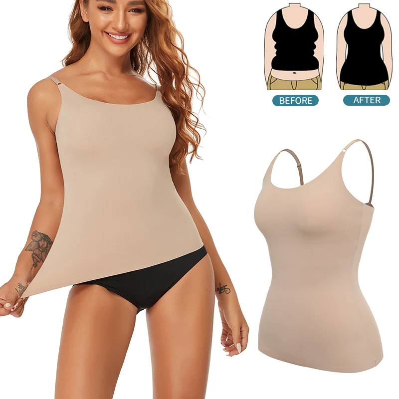 Summer Seamless Shapewear Tops Women Tummy Control Smooth Body Shaper Camisole Nude Black Tank Top Slim Belly Compression Vest