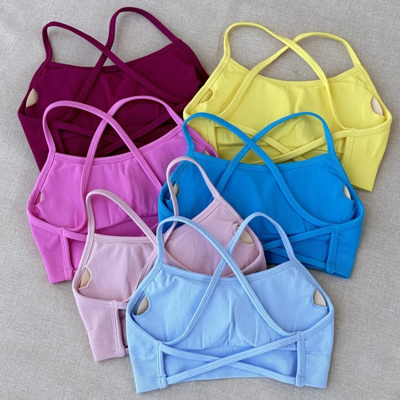 Denyf Impact Breathable Nylon Race Back Sports Bras For Women Sexy Running Gym Yoga Fitness Seamless Underwear Top Bra