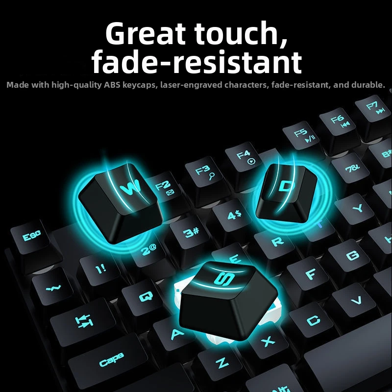 Wired Gaming Mechanical Keyboard Mouse Set Ergonomic ABS Keycaps Durable Non-Fading RGB Backlit 104 Keys White Color Rainbow