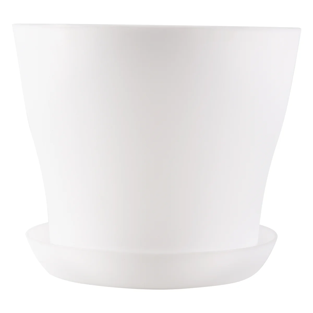 Plastic Plant Flower Pot Planter With Saucer Tray Round Gloss Home Garden Decor, White Upper Caliber -, 10cm / 3.94