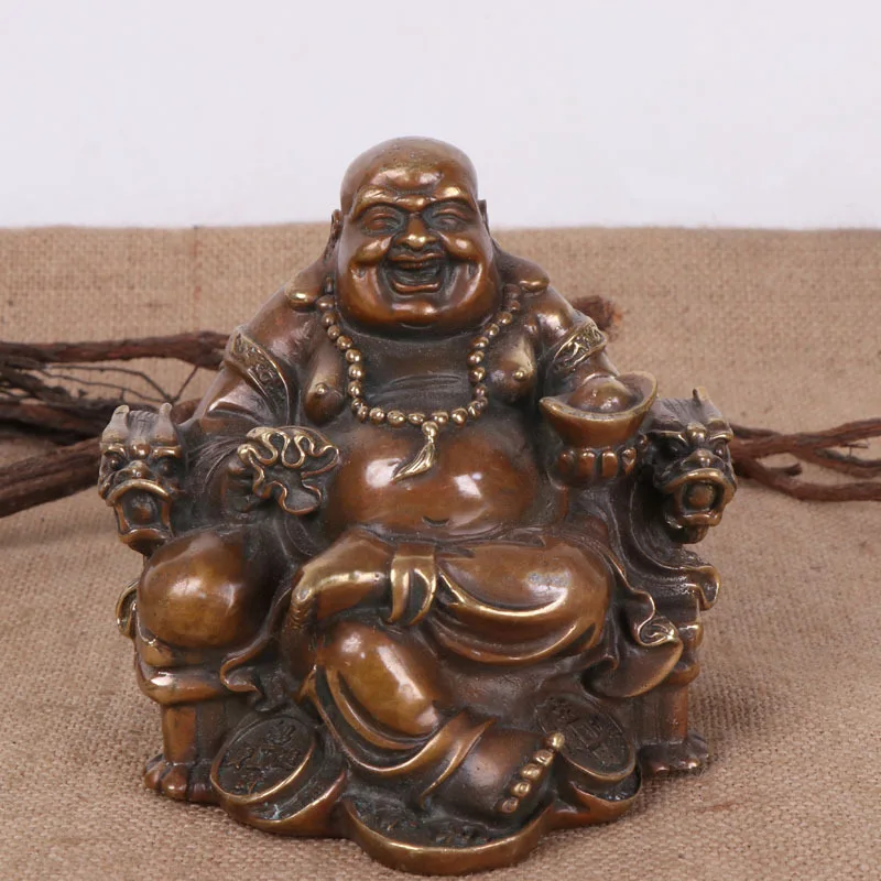 -Style Copper Dragon Chair , Laughing Antique Collection, Sitting Buddha Craft Ornament, Manufacturer