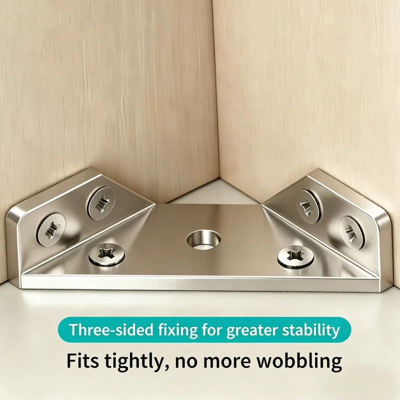 Heavy Duty Stainless Steel Thickened Angle Iron 90 Degree Corner Bracket, Bed Frame Fixer Triangle Support Hardware Accessories