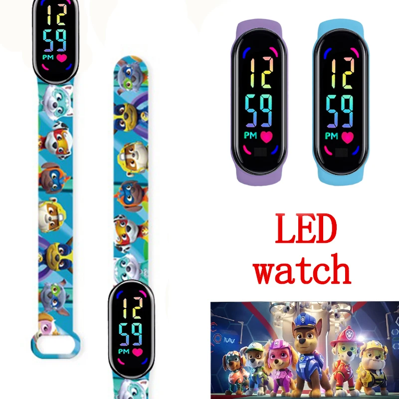 Paw Patrol สร้อยข้อมือ Jam Tangan LED แฟชั่นสำหรับเด็ก, สร้อยข้อมือกีฬาลำลองสำหรับเด็กผู้หญิงเด็กผู้ชายนาฬิกาทำจากซิลิโคนหน้าจอสัมผัสอัจฉริยะ Jam Tangan elektronik สำหรับเด็ก