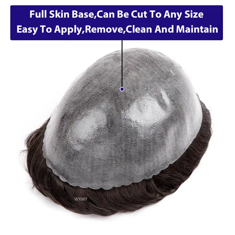 Full Skin Men\'s Wig Male Hair Prosthesis 0.12mm Toupee Men Capillary Prosthesis Natural Human Hair Wigs For Men System Unit