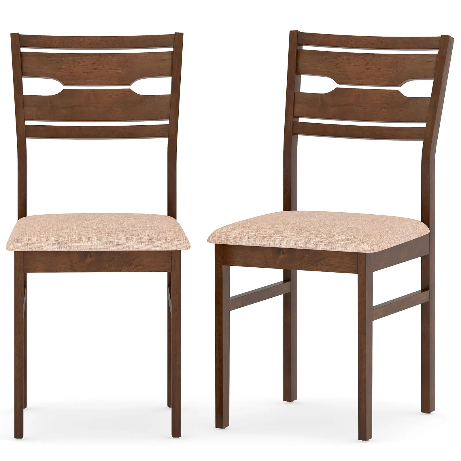 

Dining Chair Set of 2 with Rubber Wood Frame, Padded Seat, Curved Backrest
