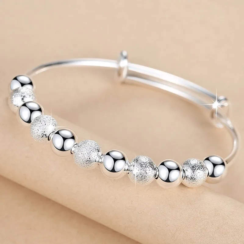 Charms 925 Sterling Silver Luxury Beads Bracelets For Women Fashion Designer Adjustable Ball Bangles Bracelet Wedding Jewelry