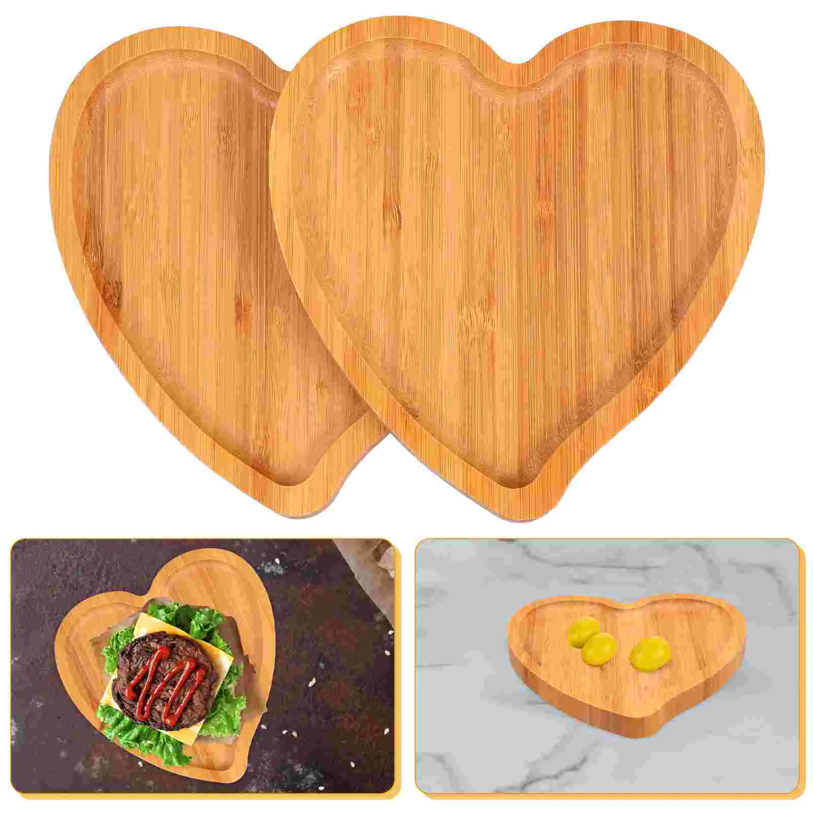 

2 Pcs Snack Plate for Hotel Dishes Tray Home Retro Decor Bread Bakery Bamboo Wooden Coffee Tables Serving Fruit Restaurant