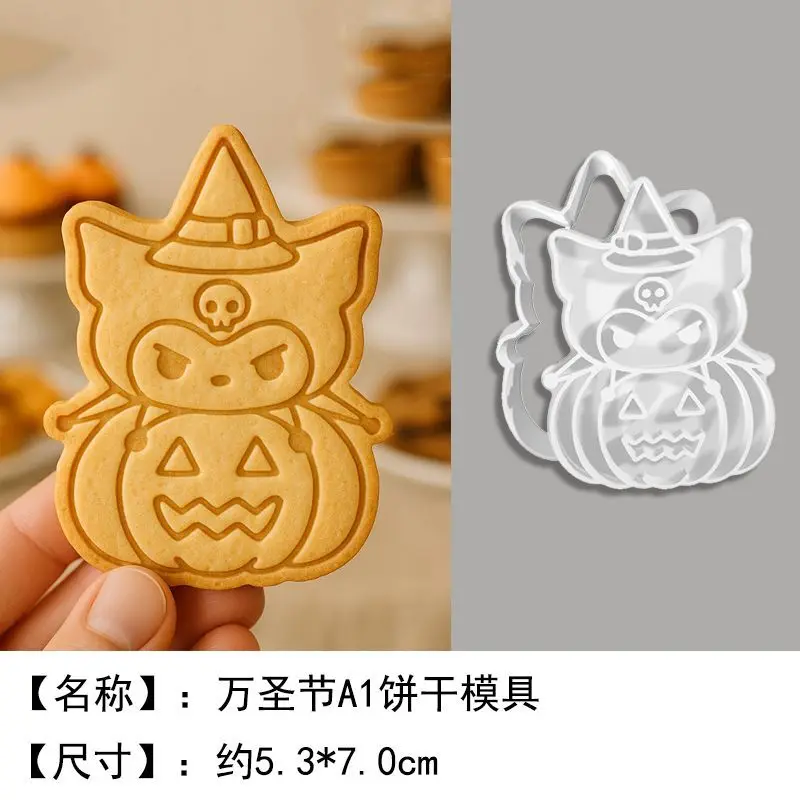 Molde para galletas Kawaii de Halloween Sanrio Kulomi Hello Kitty My Melody, bonitos galletas de dibujos animados, herramienta para hornear prensado 3D, regalos para niñas