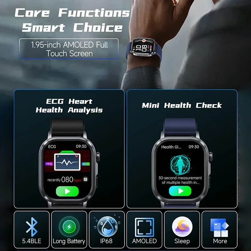 2025 New ECG+HRV AI Health Diagnose Smartwatch Men Women Sleep Clock Blood Lipid BP Uric Acid Heart Rate Tracker IP68 Smartwatch - view 3