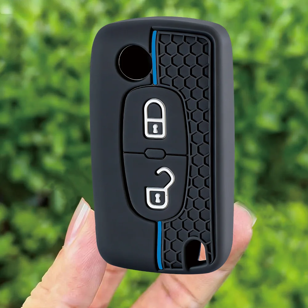 2 Button Silicone Car Key Ring Cover Case Holder For Peugeot 206 308 3008 Expert Partner Citroen C3 Pluriel Picasso Berlingo